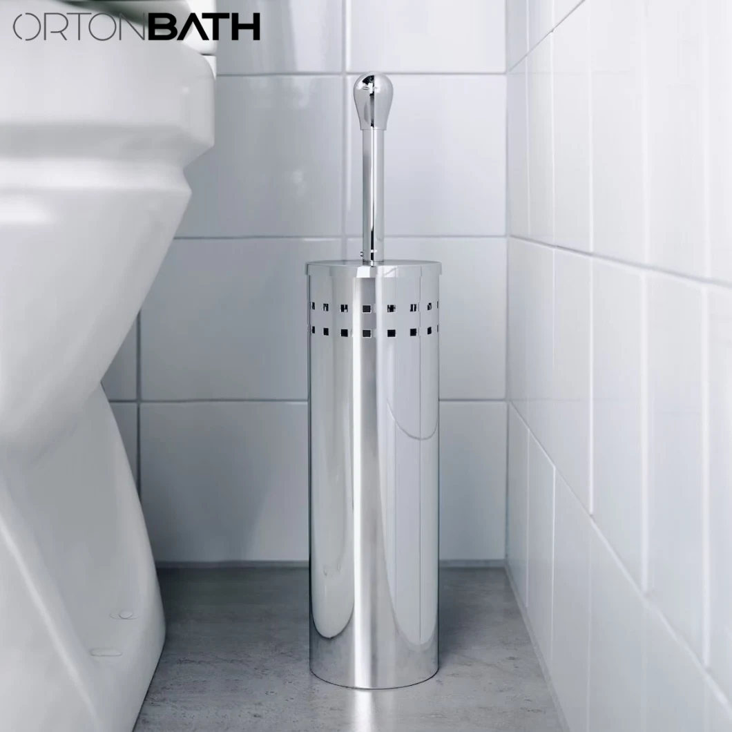 Ortonbath Anti-Bacteria Bathroom Stainless Steel Silicone Toilet Cleaning Brush Floor Standing Silicone Wall Hung Toilet Cleaning Brush Holder Accessories