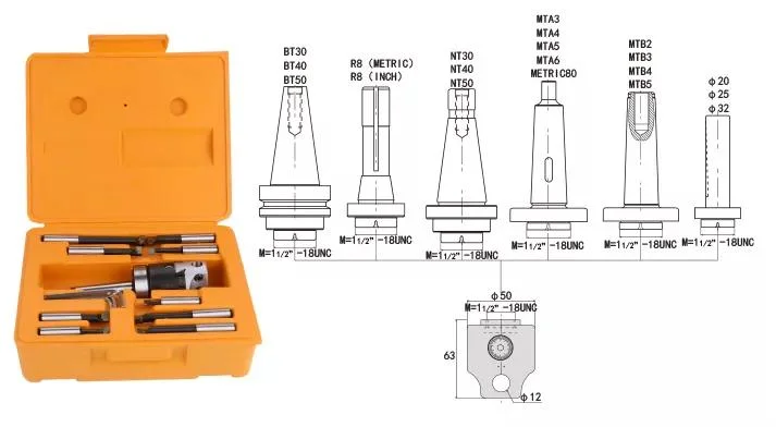 Rough Boring Head F1-1/2 Inch F1-12 with Bt40 Nt40 MTB4 Shank and Boring Cutters